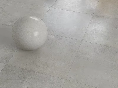 Light Beige Textured Ceramic Floor Tiles With Square Grid And White Spherical Decoration 3d model