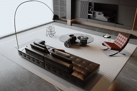 Italian sofa and coffee table combination 3d model