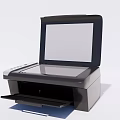 Black Office Printer With Open Scanner Lid And Paper Tray For Efficient Workplace Use 3d model