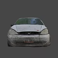 Wreckage of abandoned hatchback 3d model