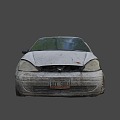 Wreckage of abandoned hatchback 3d model