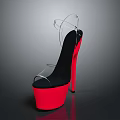 Transparent High Heel Sandals with Red Sole Black Upper Stiletto Heel and Platform Design