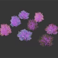 Various Colored Trees in Blue Pink Orange Green Purple on Dark Background