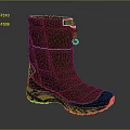Brown High Top Winter Boots With Warm Quilted Upper Black Rubber Sole And Orange Accents