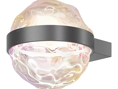 Illuminated Modern Wall Lamp With Spherical Glass Shade And Flowing Texture 3d model