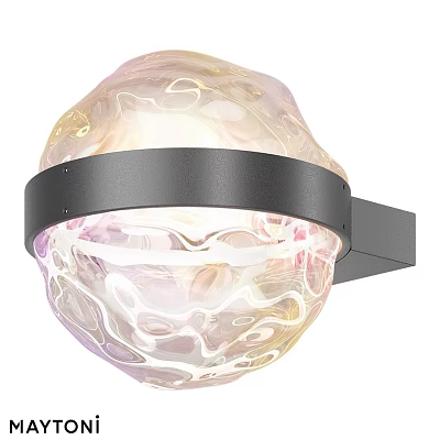 Illuminated Modern Wall Lamp With Spherical Glass Shade And Flowing Texture 3d model