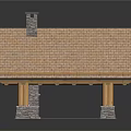 Rustic Wooden Cabin Structure With Crossed Beams Stone Chimney And Tile Roof
