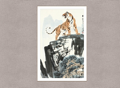 Chinese Decorative Painting Tiger Liu Dan House Tiger Howl Figure 3d model