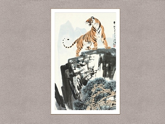 Chinese Decorative Painting Tiger Liu Dan House Tiger Howl Figure 3d model