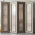 Four Panel Modern Wooden Room Divider With Intricate Patterns For Home Interior 3d model