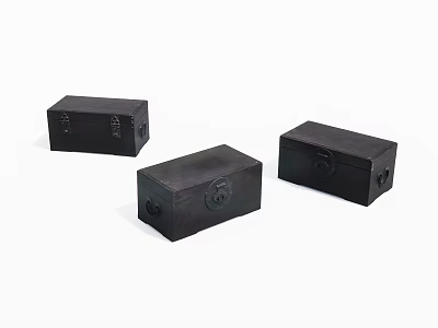 Three Black Decorative Storage Boxes With Lock Closures For Home Organization 3d model