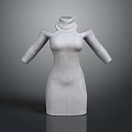 Women's Knitted Turtleneck Off The Shoulder Fitted Slim Dress Style