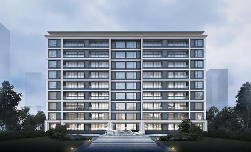 Modern Residential Building High-rise Residential Building 3d model