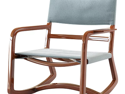 Modern Armchair With Wooden Frame Light Blue Fabric Seat And Curved Legs 3d model