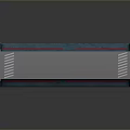 Blue Rectangular Device With Red Yellow Stripes And Perforated Surface