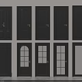Collection of Black Doors with Various Styles Including Double Panel and Glass Designs