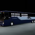 Greyhound Blue Long Distance Bus With Large Windows White Stripe And Panther Graphic