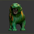 Unique Vibrant Green and Orange Striped Tiger Shaped Decorative Furniture