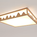 Modern Ceiling Lights With Wooden Frame Wave Pattern Rectangular And Circular Shapes 3d model