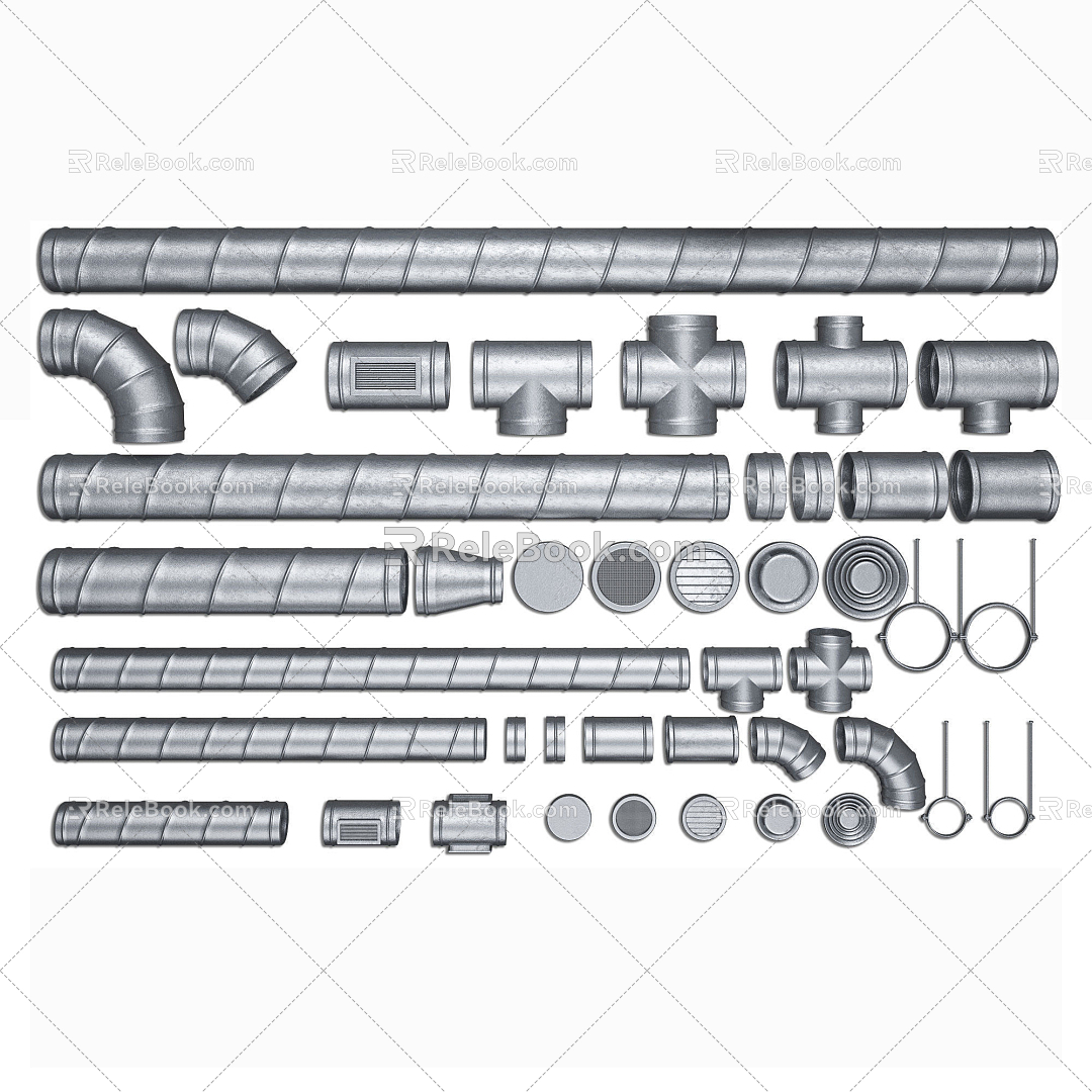 Industrial LOFT pipe valve pipe metal pipe components 3d model