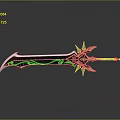 Ornate Decorative Sword With Green Accents Gold Details Intricate Patterns And Reflective Surface