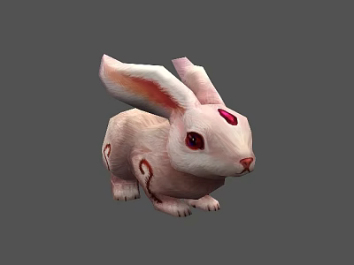 White Reptile 3D Model With Red Gem On Forehead And Red Patterns 3d model