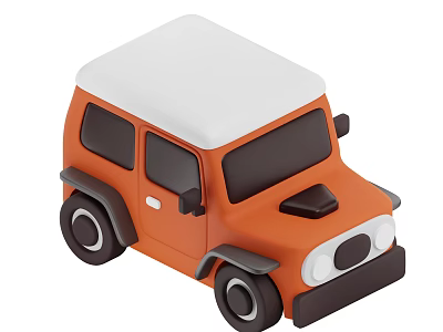 Orange And White Small Off Road Car With Cartoon Style Design 3d model