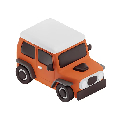 Orange And White Small Off Road Car With Cartoon Style Design 3d model