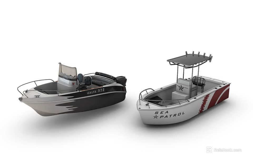 Two Distinct Style Yachts Showcased In White Background 3d model 