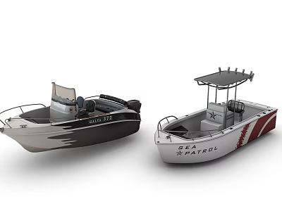 Two Distinct Style Yachts Showcased In White Background 3d model