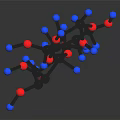 Detailed Medical Device Molecular Structure 3D Model Display with Blue and Red Spheres
