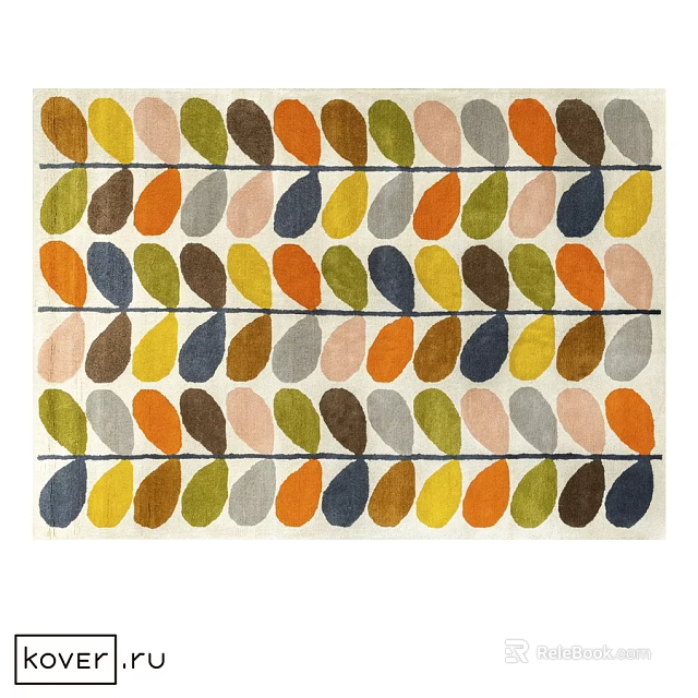 Square Area Rug With Colorful Leaf Patterns And Vibrant Multicolor Design 3d model 