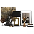 Modern Decorative Ornament Set With Buddha Statue Table Lamp Framed Art And Metal Ornament