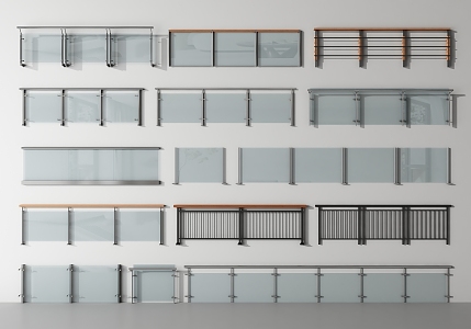 Modern Guardrail Glass Railing Guardrail 3d model