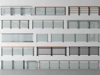 Modern Guardrail Glass Railing Guardrail 3d model
