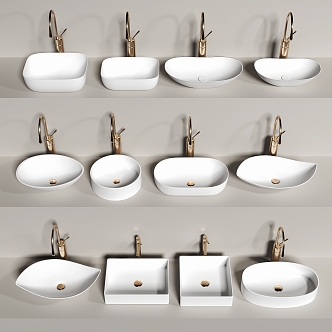 Modern wash basin counter basin group 3d model