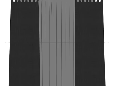 Modern Simple Black And Grey Striped Curtain For Home Window Decor 3d model