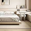 Modern Minimalist Bedroom Interior With Light Colored Bed Nightstand And Large Window For Natural Light