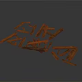 Scattered Dark Brown Wooden Structural Pieces On Dark Background