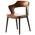 Modern Single Chair With Brown Leather Seat And Black Metal Legs Design