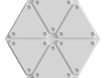 Modern White Geometric Wall Design With Hexagonal Panels And Circular Holes 3d model