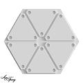 Modern White Geometric Wall Design With Hexagonal Panels And Circular Holes