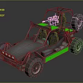 Gray Off Road Dune Buggy With Green Accents Large Tires And Open Frame