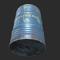 Blue Industrial Kerosene Barrel With Rusty Surface And Visible Label 3d model