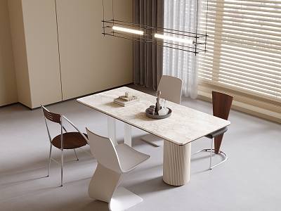 Dining Table and Chair Combination Dining Chair Square Dining Table Chandelier model