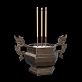 Decorative Ornament Set With Metal Incense Burner Incense Sticks Dragon Shaped Decor And Hexagonal Base