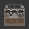 Antique Ornate Birdcage Structure With Metal Frame Glass Panels And Carved Wooden Base
