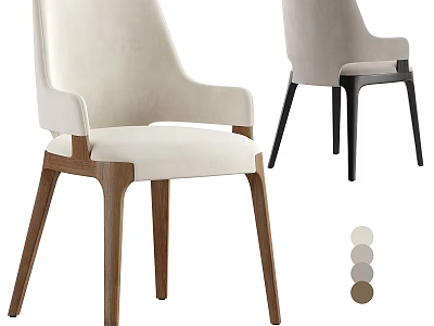 Modern Single Chair With Wooden Legs Upholstered Seat And Multiple Color Options 3d model