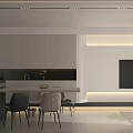 Modern Minimalist Living Dining Room With Light Sofa Dining Table And Kitchen Area