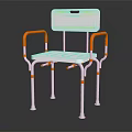 White Leisure Chair With Orange Armrests Silver Frame Backrest Board And Anti slip Feet
